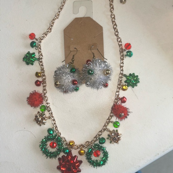 Cato Festive Red, Green, and Silver Necklace Set - Picture 1 of 4